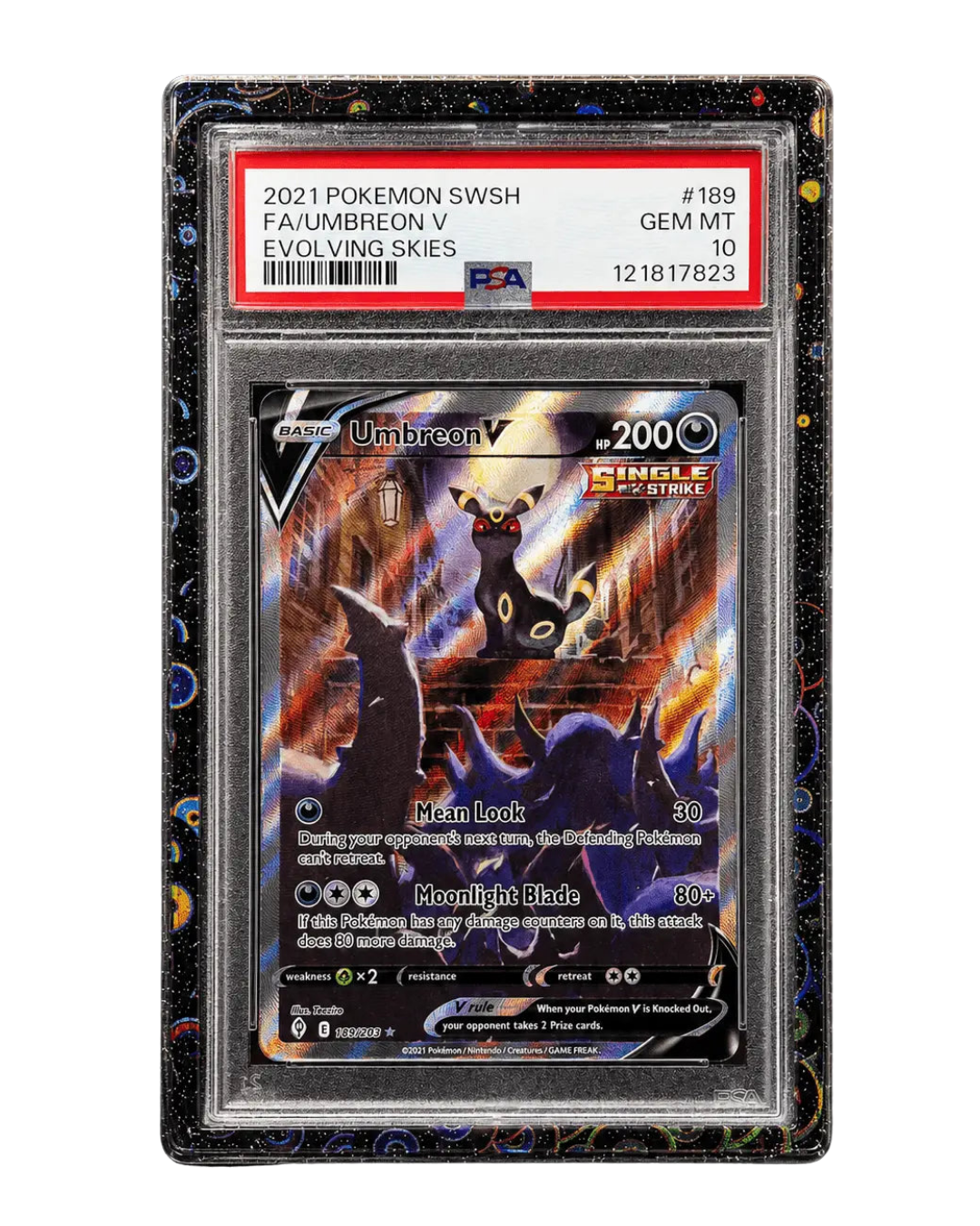PSA Slab Bumper Protector with Black Galaxy Sparkle finish for Pokemon card protection