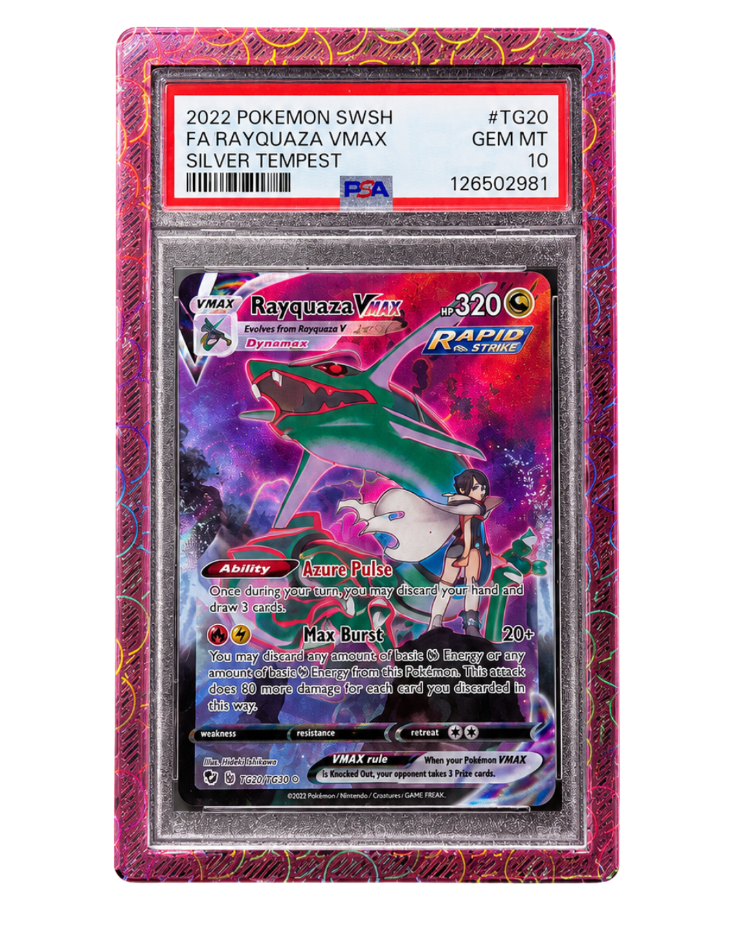 HardGuard® Red Black Limited PSA slab guard protecting and displaying graded trading cards with a secure four-corner snap fit