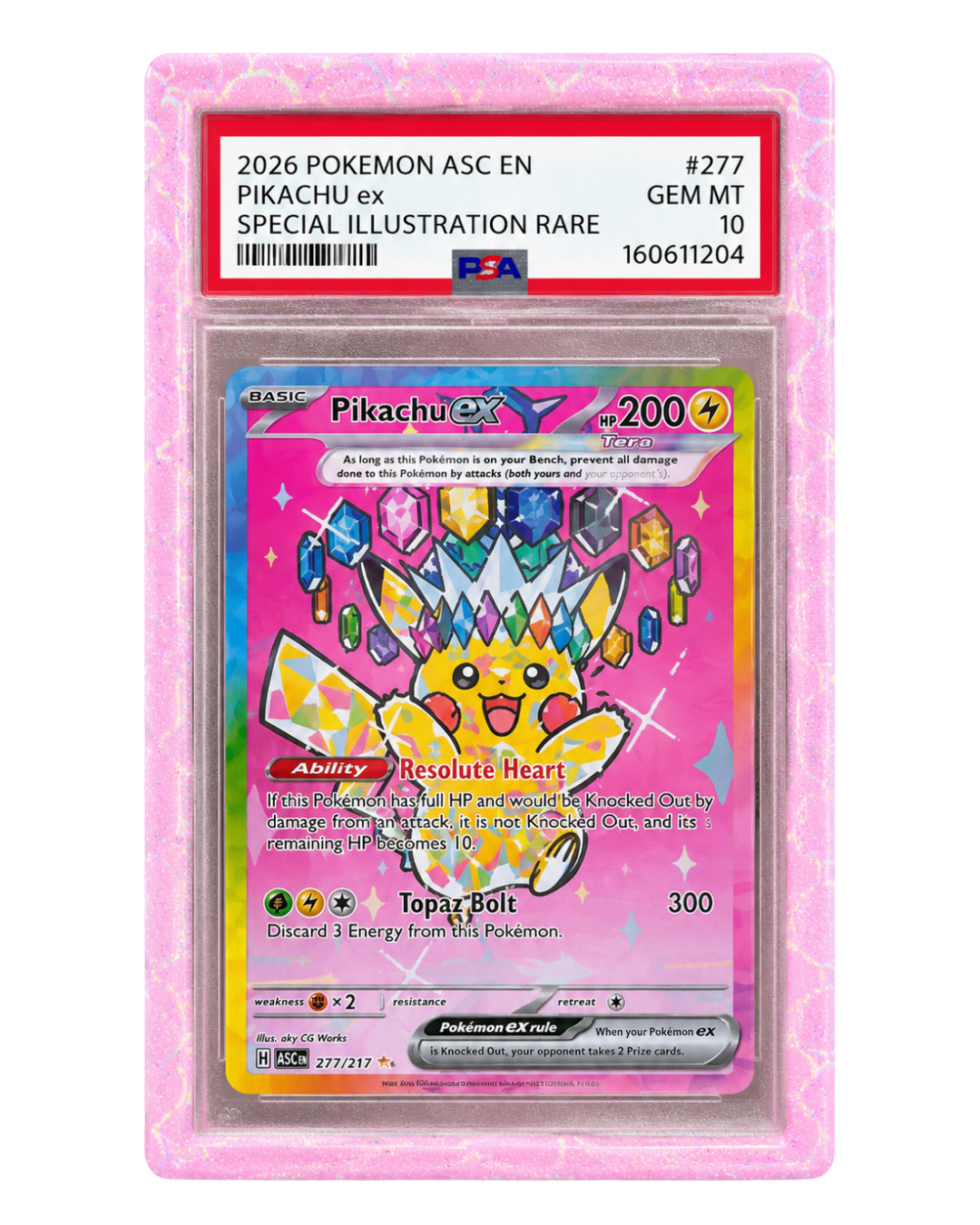 HardGuard® Pink Elixir pink PSA slab guard protecting and displaying graded cards with secure snap fit