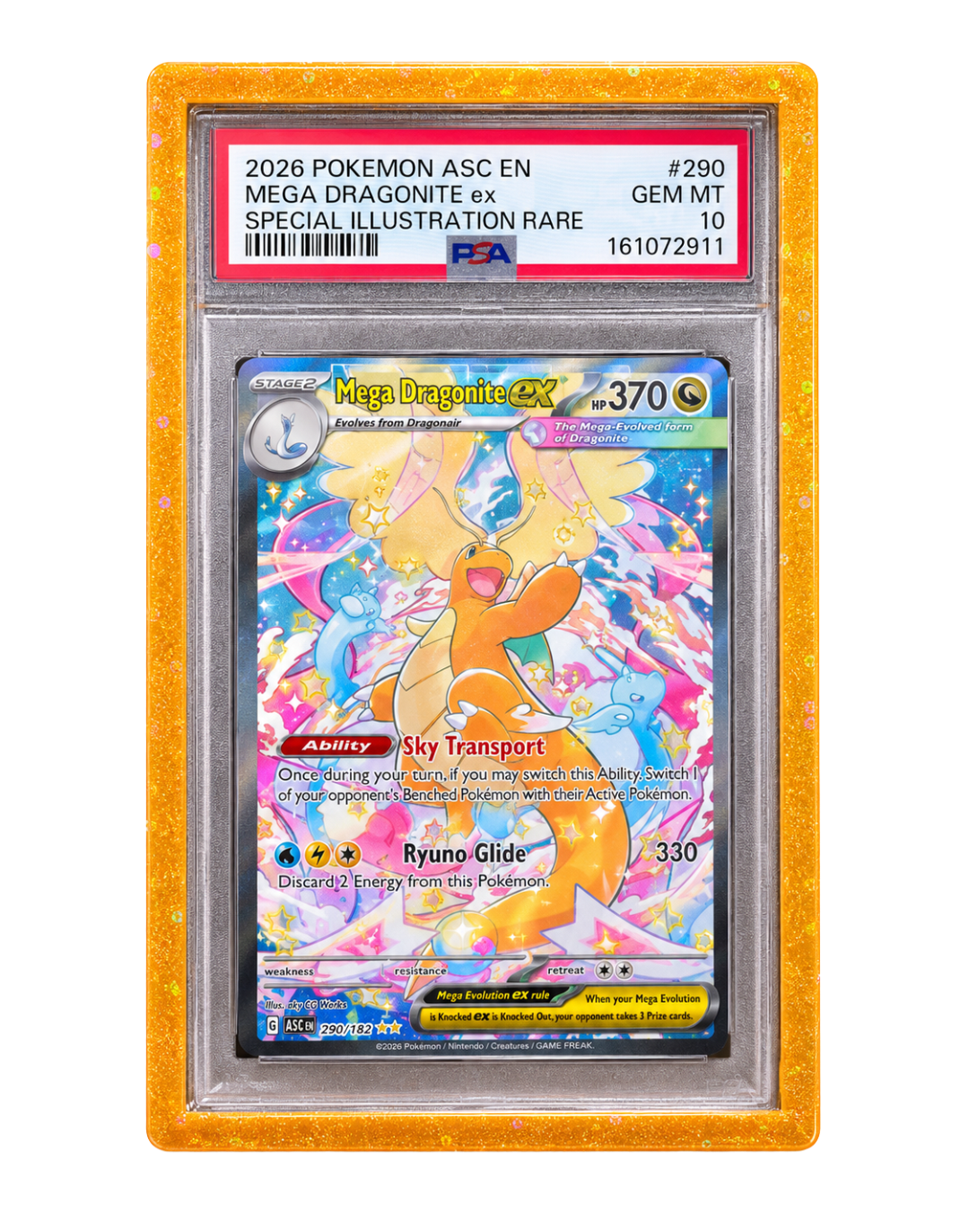 HardGuard® Gold Rush PSA Slab Guard with premium gold frame protecting PSA graded card edges and corners
