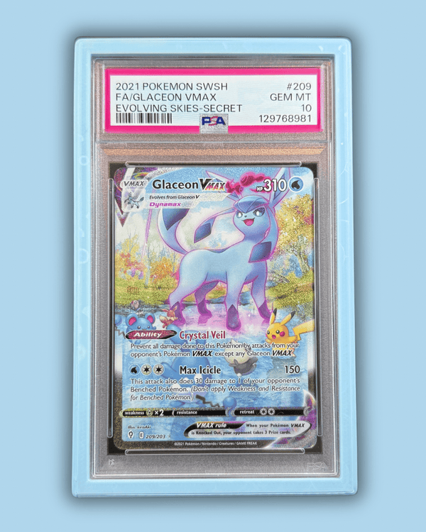 PSA Guard Slab Bumper protector with Baby Blew Holo Galaxy Sparkle design for Pokemon cards