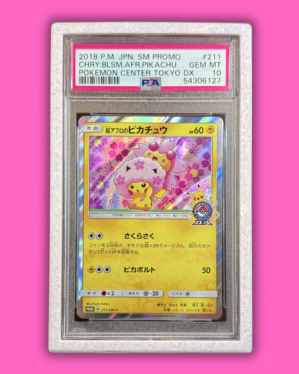 PSA/CGC Slab Bumper Protector Guard with Cherry Blossom Holo Galaxy Sparkle finish for protecting and displaying PSA Pokemon cards