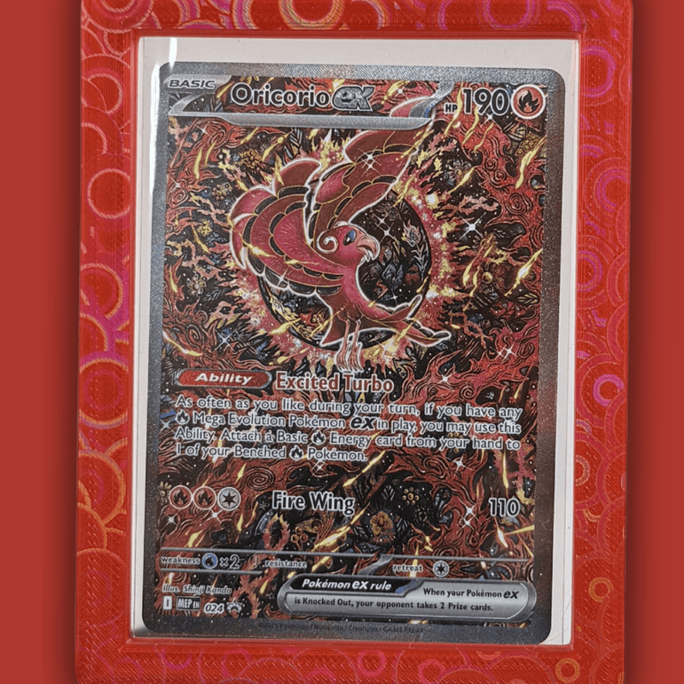 TopGuard Card Protection stained glass red top loader case for Pokémon and sports cards